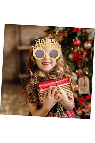 QUEEN AKSESUAR Imported Luxury Women's Kids Men's Unisex Happy New Year Gold Gold Party Christmas Glasses New Year Glasses