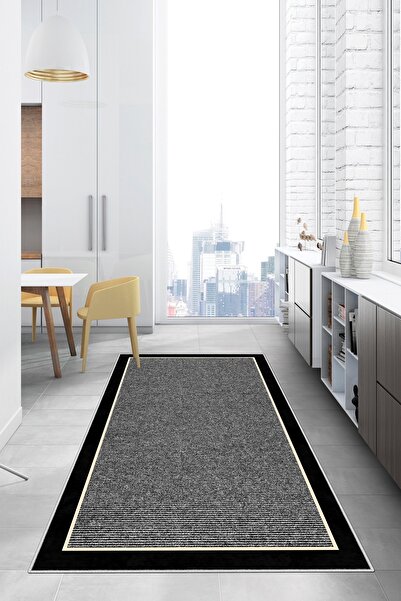 Lavita Home Dijital Baskı Yıkanabilir Kaymaz Gri Salon Halısı Mutfak Halısı Y...
