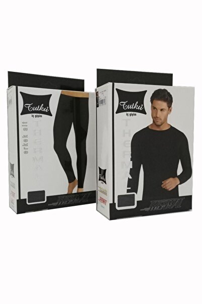 bejamonti Costum termic negru pentru bărbați, jos-sus