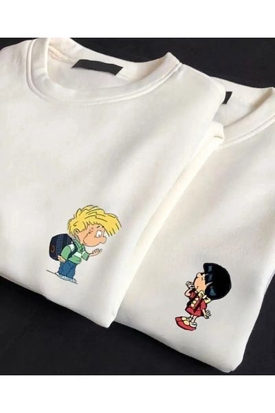 AMMA Λευκό Cedric and Chen Printed Unisex Lover Couple Combination - Σετ 2 τεμαχίων