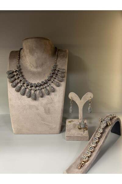 Zeynep Özkan Tasarım Elmas Montür Diamond Taş Damla Baget Bronz Set