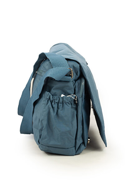 İMAKS Geantă de umăr cu mai multe compartimente din țesătură importată, rezistentă la apă, Crinkle/Clinker, albastru 3039