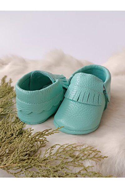 Hodore Rocco Water Green Genuine Leather Baby Booties Moccasin