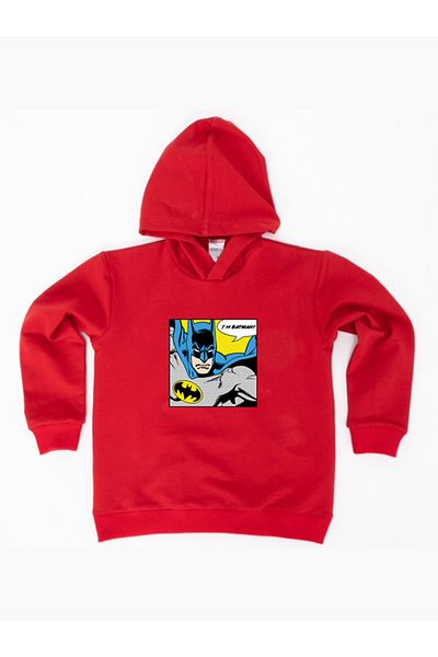 Batman printed hooded cotton fabric children's sweatshirt