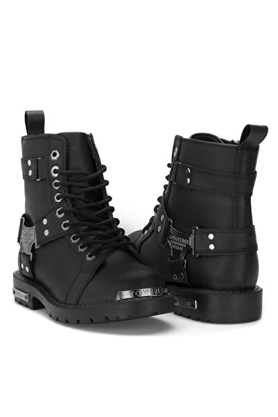 CONTEYNER Black Men's Biker Boots - Winter, Cold Proof, Zippered, Rubber Sole Cmk536