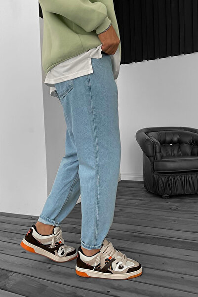 BDRMAN Boyfriend Düz Açık Mavi Kot Pantolon