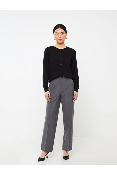 LC Waikiki Basic Bisiklet Yaka Düz Uzun Kollu Kadın Triko Hırka