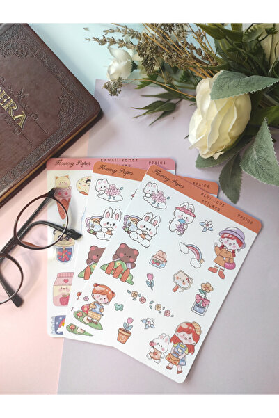 Flowery Paper Hey Cute! Sticker - Defter ,Ajanda , Journal,Scrapbook için uyg...