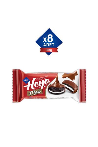 Çizmeci Time Heyo Max - Vanilla Cream Cocoa Biscuits 30Gr X 8 Pieces