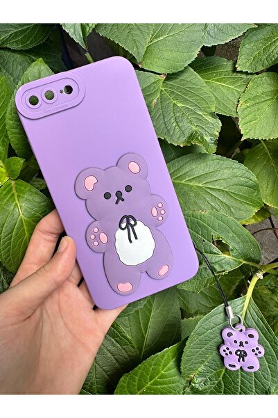 Aksesuarda Moda İPHONE 7 PLUS-8 PLUS Uyumlu Sevimli Ayıcık Figürlü Silikon Kılıf