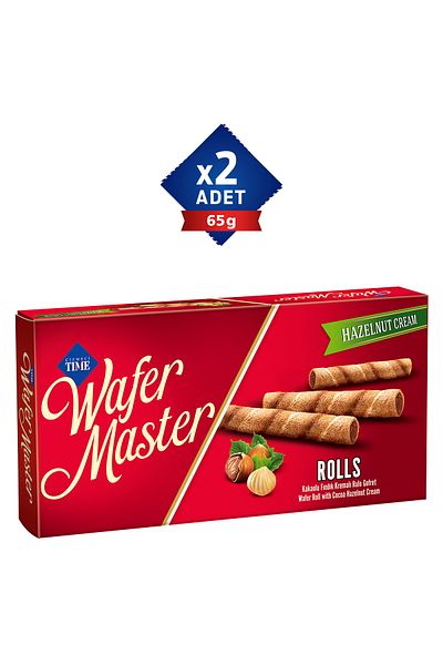 Çizmeci Time Wafer Master Rolls - 65 Gr. 2 Pieces of Cocoa Hazelnut Cream Wafer Roll
