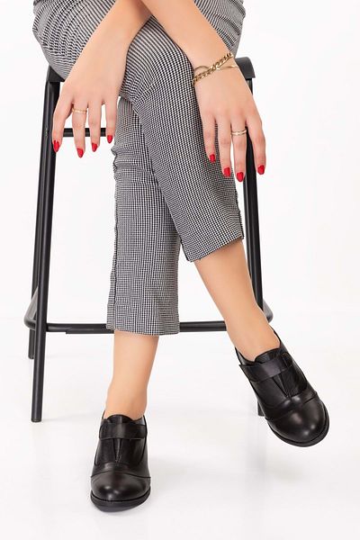 Gondol Pantofi cu toc confortabil de damă din piele naturală anl.7092 negru