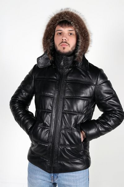 WOOG DERİ 013 Model Men's Navy Blue Genuine Leather Jacket