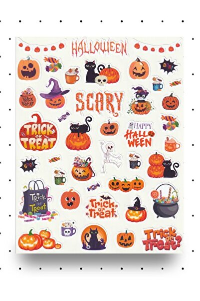 NUNUKİ Halloween Pumpkins Sticker Seti Cadılar Bayramı Sticker Sevimli Hallow...