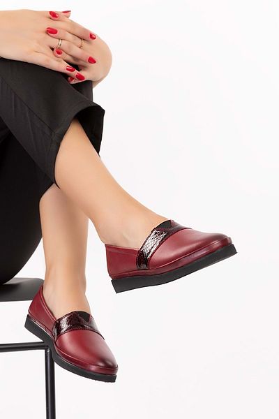 Gondol Pantofi de damă din piele naturală zilnică msa.535 Roșu Claret