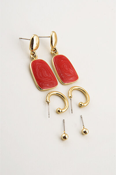 EUROMODA Sedefli Mineli Özel Tasarımlı Vidalı Küpe