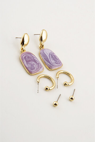 EUROMODA Sedefli Mineli Özel Tasarımlı Vidalı Küpe