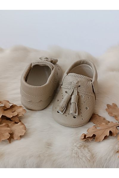 Hodore Axel Dark Cream Genuine Leather Baby Moccasin