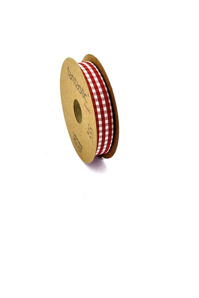 FANTASTIC KURDELE Red Plaid Ribbon (1.5CM WIDTH - 25MT LENGTH)