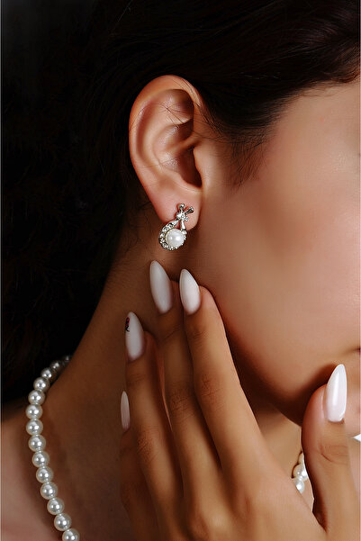 Genel Markalar Özel Tasarımlı Inci Ve Zirkon Taşlı Kolye Küpe Takı Set