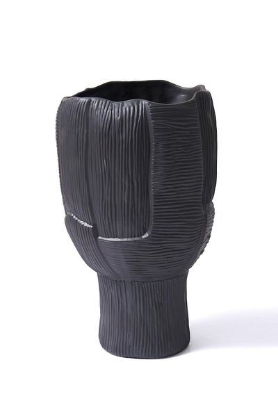 The Mia Κεραμικό Μαύρο Βάζο - 27x27x22 cm Licia