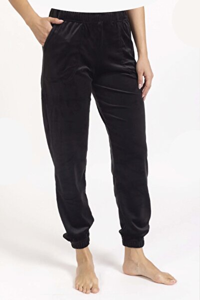 Ladytime Yumoş Kadife Kışlık Cepli Kadın Eşofman Altı 2072