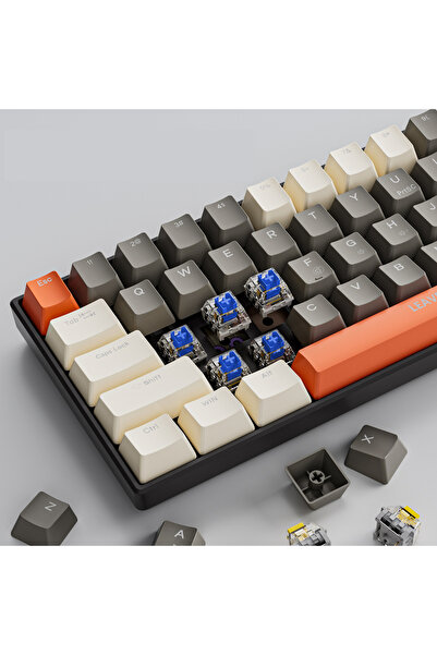 Leaven K780 Kablolu Mekanik Rgb Işıklı Klavye 78 Tuşlu Ingilizce Q Klavye Ev Ofis Mavi Switch