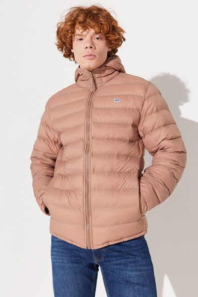 Lee Regular Fit Regular Cut Hooded Collar Mustard Puffer Jacket