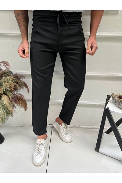 Ser Joven Ανδρικό μαύρο παντελόνι τσέπης Relaxed Fit