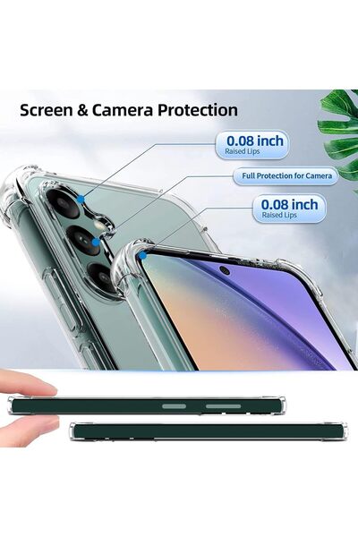 m.tk moveteck Samsung Galaxy M34 Kılıf Köşe Korumalı Darbeye Dayanıklı Şeffaf Silikon Antişok + 9H Cam 2in1 Set