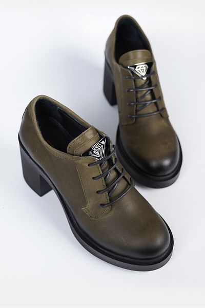 TUNAELLİ PANTOFI OXFORD VERDE VERDE DE PIELE NATURALĂ PENTRU FEMEI