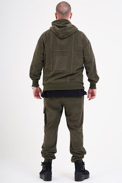 Ghetto off limits Allover Bandana Hoodie Khaki