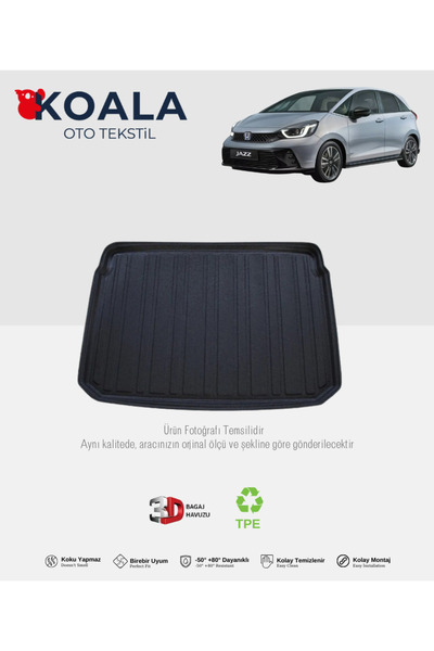 KoalaOtoTekstil Honda Jazz (2020 Sonrası) 3d Bagaj Havuzu
