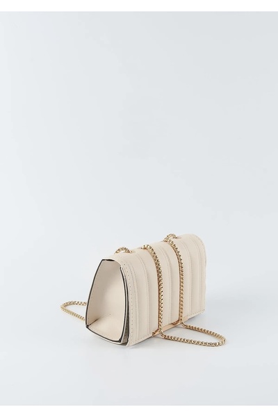 MAŞİTA Γυναικεία τσάντα βραδινού φορέματος με λουράκι αλυσίδας κρεμ