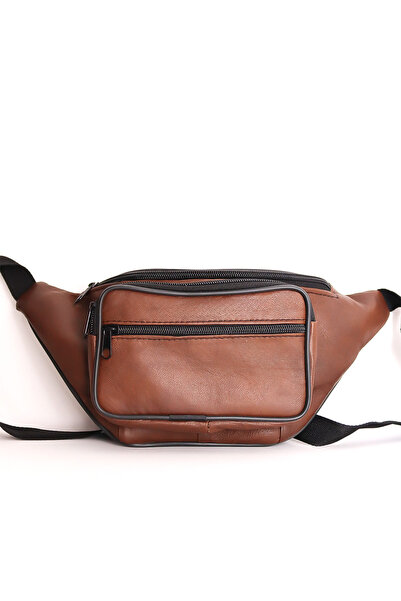 Jack Tonio Unisex Ayarlanabilir Askılı Fermuarlı Kahverengi Deri Omuz Göğüs V...