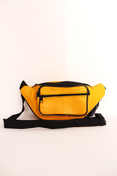 Jack Tonio Unisex Ayarlanabilir Askılı Fermuarlı Sarı Deri Omuz Göğüs Ve Bel ...
