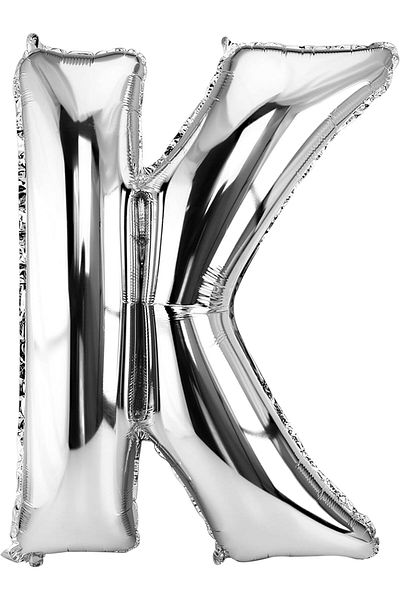 Deniz Party Store Silver Foil Balloon Medium Size (K) Letter