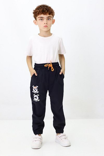 CANBİX Boy's Skull Embroidered Velvet Trousers