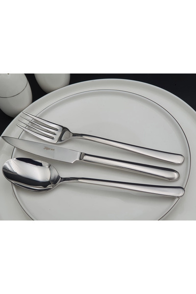 Yiğit Elisa 72 Parça Paslanmaz Çelik 12 Kişilik Sade Model Kaşık Çatal Bıçak Takımı (BIÇAKLI)