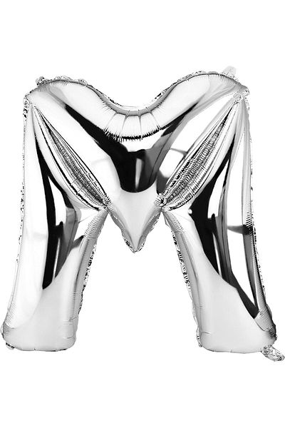 Deniz Party Store Silver Foil Balloon Medium Size (M) Letter