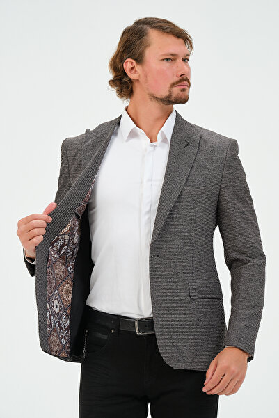 VALUE سترة بليزر رجالية - أنثراسايت، مقاس نحيف، مبطنة وأنيقة