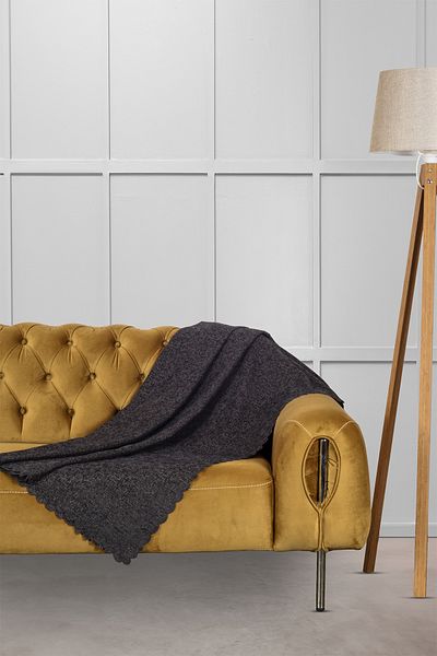 VELERDE HOME غطاء مقعد جاكار شينيل غير قابل للانزلاق عرض قياسي 175 سم × طول 215 سم رماد