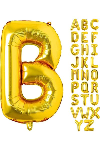Deniz Party Store Gold Foil Balloon Medium Size (B) Letter