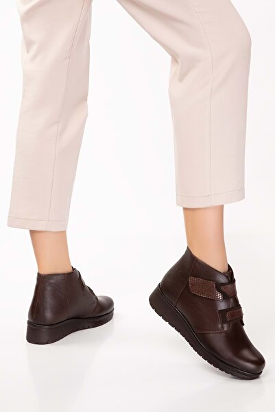 Gondol Kadın Hakiki Deri Cırtlı Kolay Giyim Bot Elnr.2126