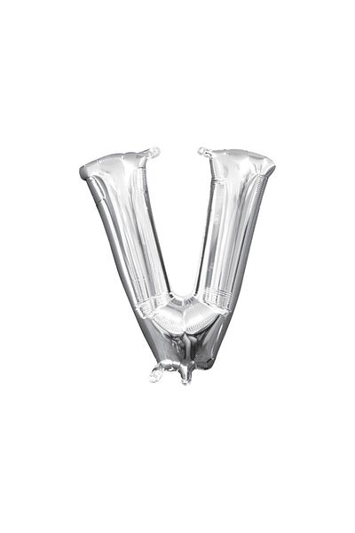 Deniz Party Store Silver Foil Balloon Medium Size (V) Letter