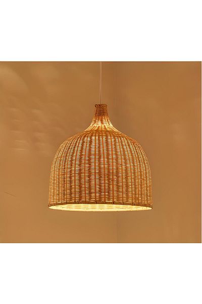 AbajurAksesuar Large Rattan Bamboo Single Chandelier