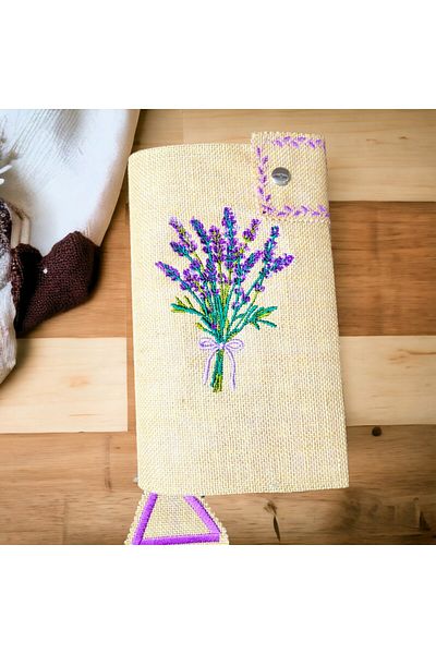 shules collection Broderie liliac brodat? Carcasă pentru cărți și notebook