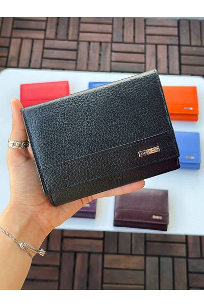 DERKON LOVELY MODEL GENUINE LEATHER MEDIUM WOMEN'S WALLET BLACK