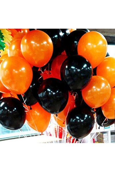 EXİZ TİCARET بالون برتقالي معدني - 10 قطع أسود