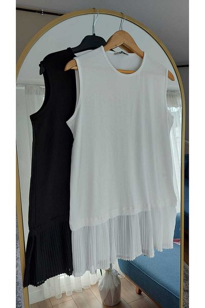 SARA Black Combed Cotton Pleated Underwear